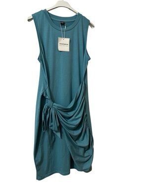 Sleeveless Teal Midi Dress with Side Knot by